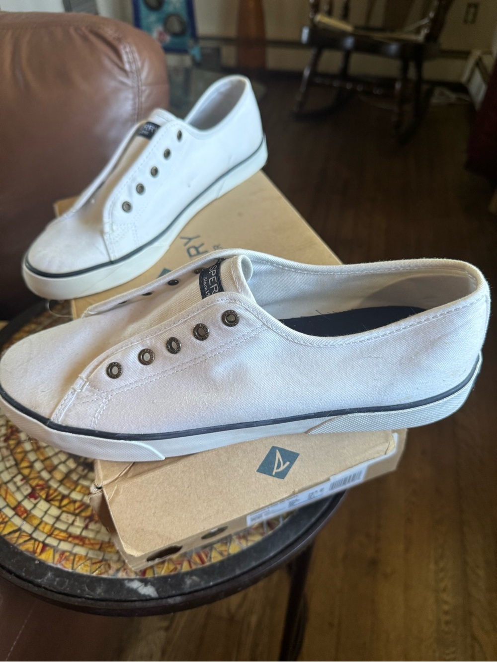 Sperry WOMENS  FEMMES Slip-On Canvas Sneakers in White NWT #tennis #sports